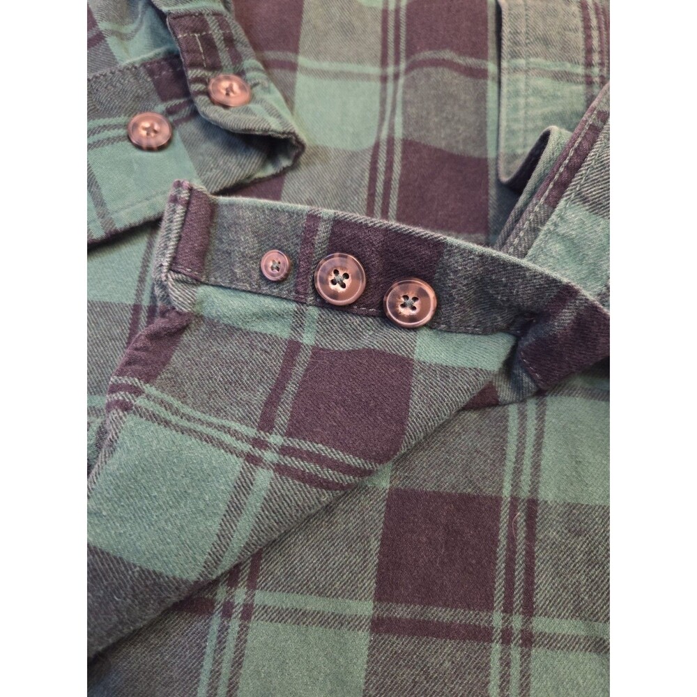 Duluth Trading Co Flannel Shirt Men’s XL Green Plaid Button Down Heavy Cotton - Picture 5 of 7